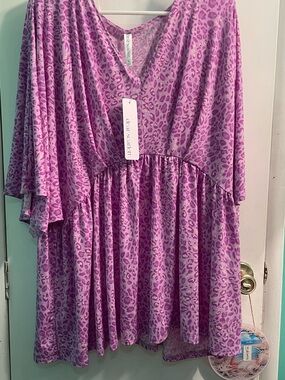 Dear Scarlett Purple Leopard Print Top